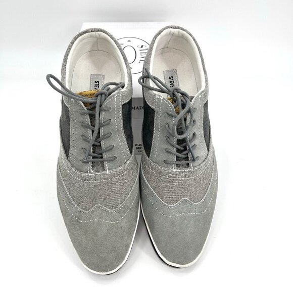 STEVE MADDEN P-DISTILL2 GREY SUEDE & MATERIAL OXFORD LOAFER SHOES w/ BOX - 12 - Picture 4 of 10